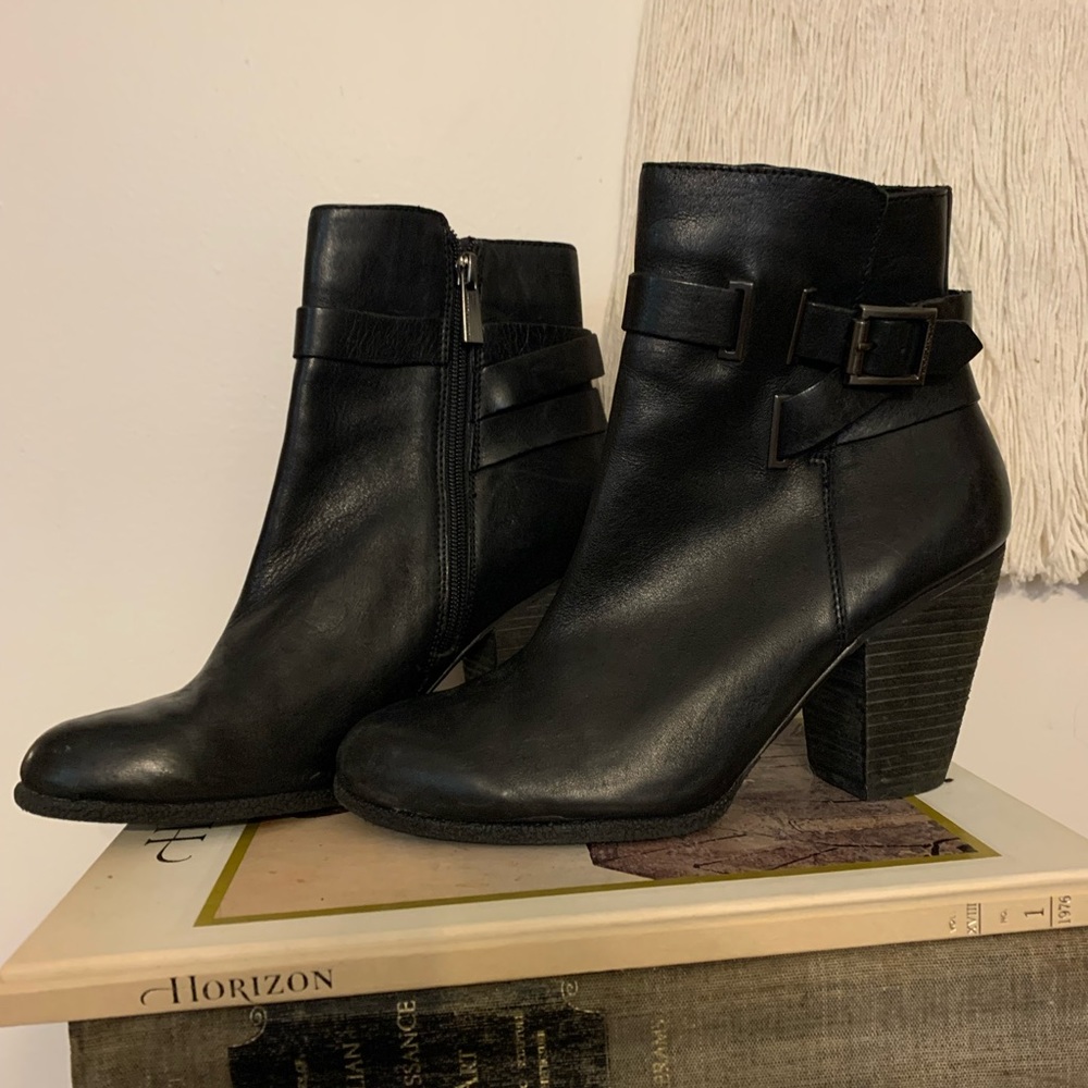 Leather Vince Camuto Heeled Ankle Boots - Picture 3 of 9